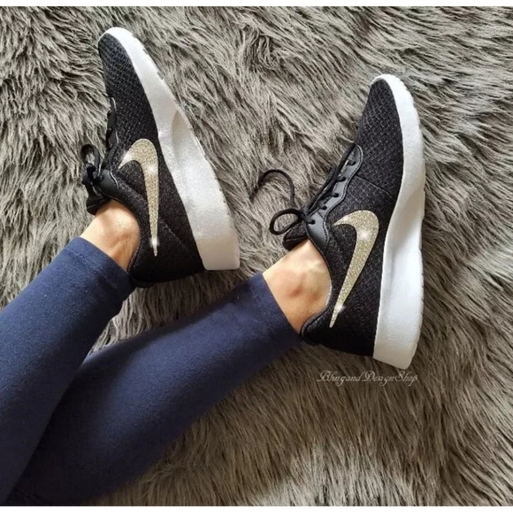 Nike Tanjun Sneakers Shoes Custom with Clear Swarovski Crystals